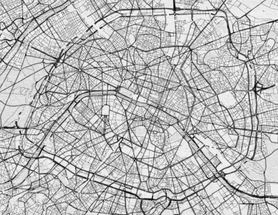pencil-style map of Paris